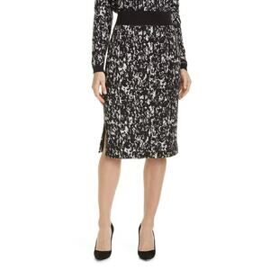 BOSS Straight Stretch Pencil Skirt  XL Black White Career Abstract Academia Work